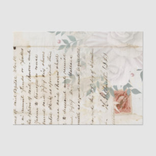 Papel De Seda Script Floral Vintage