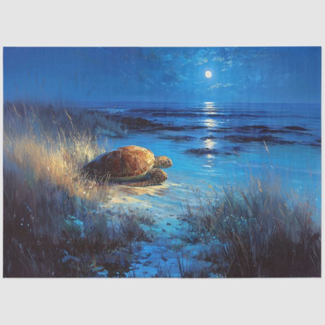 Papel De Seda Sea Turtle Moonlit Journey to the Sea (Frente )