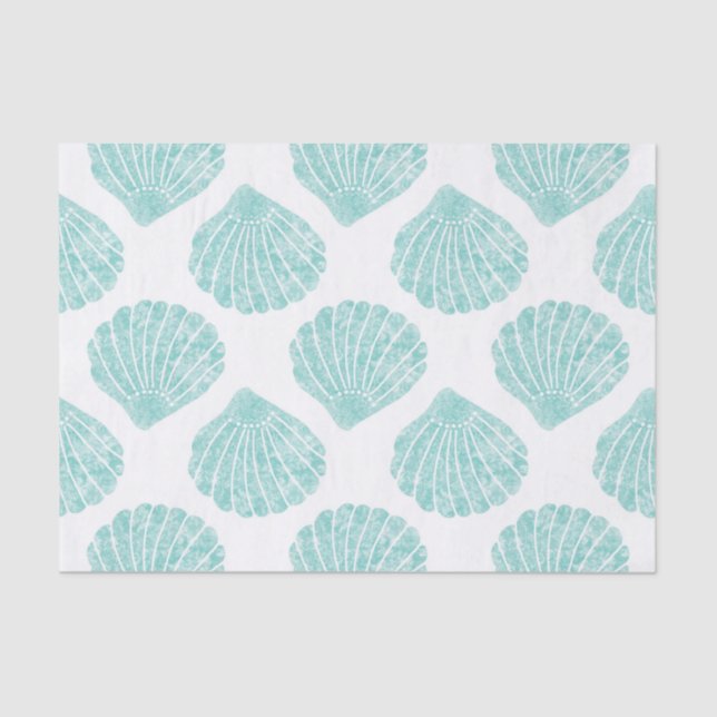 Papel De Seda Seafoam Seashell Pattern (Frente )