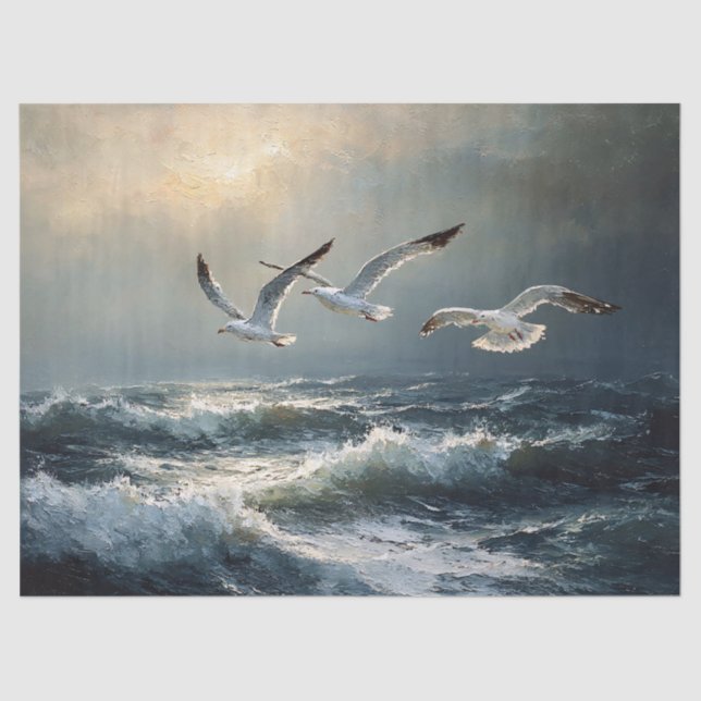 Papel De Seda Seagulhas Stormy Ocean Fine Art (Frente )