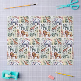 Papel De Seda Seamless pattern featuring elephants lions