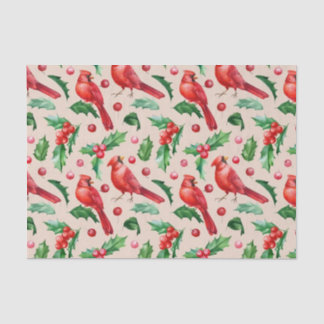 Papel De Seda Seamless pattern red cardinal birds