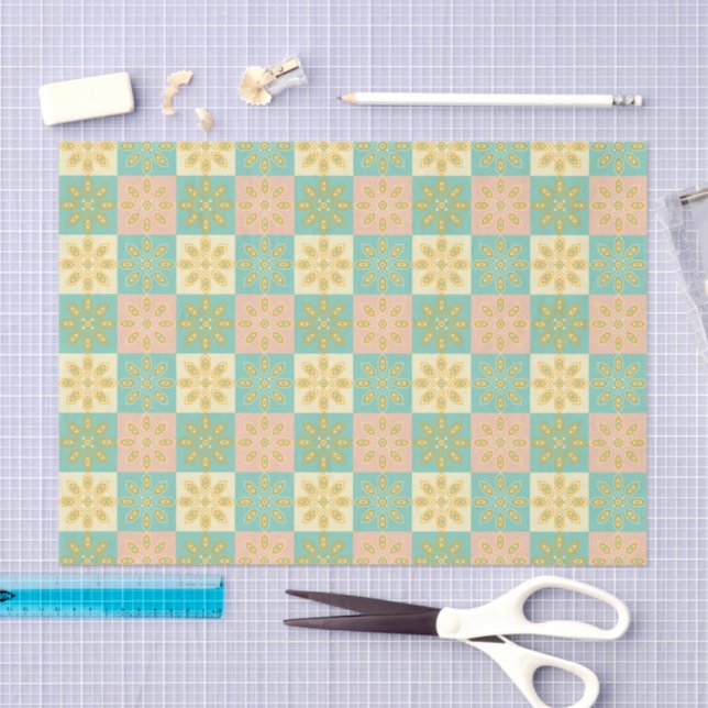 Papel De Seda Seamless pattern with geometric floral motifs (Arte )