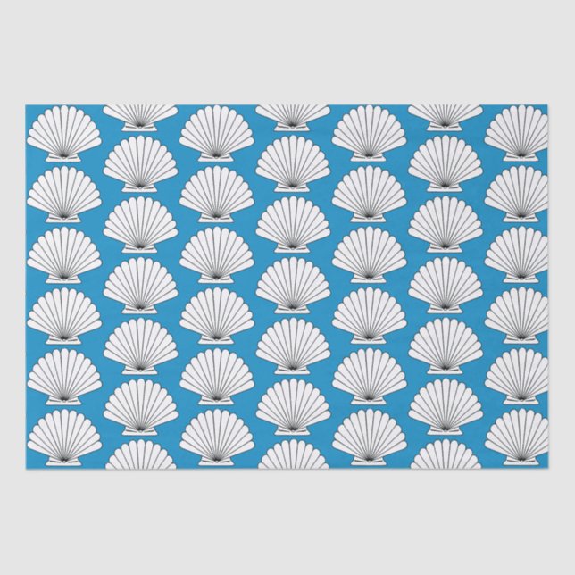 Papel De Seda Seashell Beach Ocean Blue (Frente )
