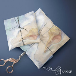 Papel De Seda Seashell Beach Sea Wave Sand Blue White Decoupage