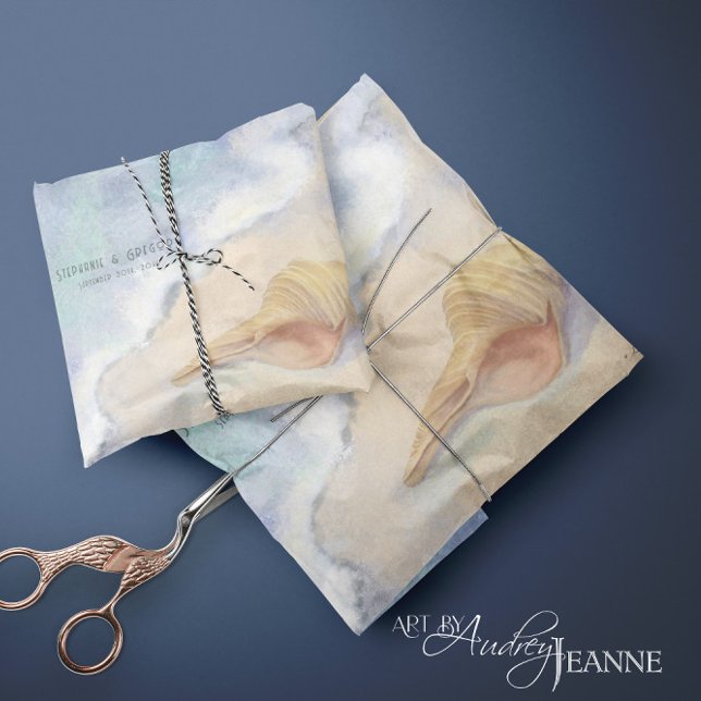 Papel De Seda Seashell Beach Sea Wave Sand Blue White Decoupage (Criador carregado)