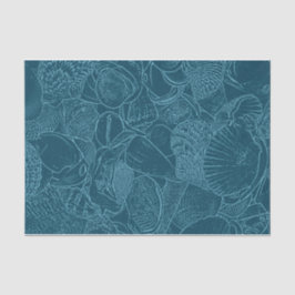 Papel De Seda Seashell Ocean Beach Dusty Blue Sketart
