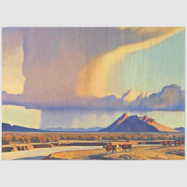 Papel De Seda “Seca e Aguaceiro” por Maynard Dixon (Frente )