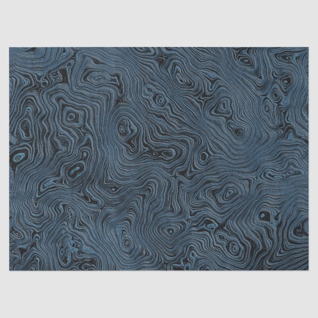 Papel De Seda Seda Moire Falsa Ondulada em Azul Teal Rico  (Frente )