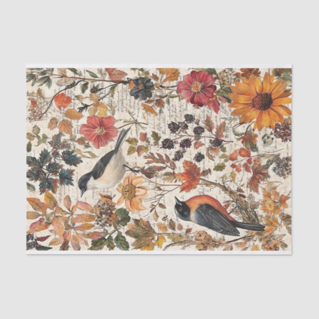 Papel De Seda Seidenpapier Decoupage Herbst Wildblumen Var02 (Frente )
