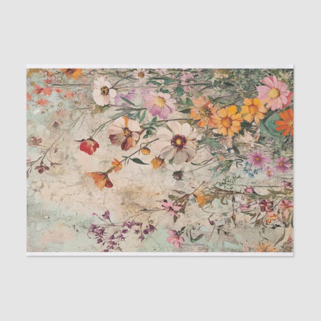 Papel De Seda Seidenpapier Decoupage Herbst Wildblumen Var03 (Frente )