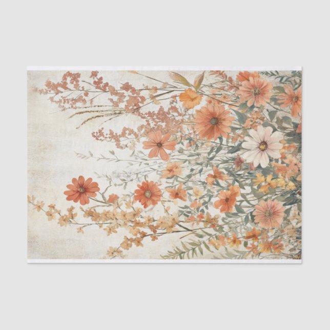 Papel De Seda Seidenpapier Decoupage Herbst Wildblumen Var06 (Frente )