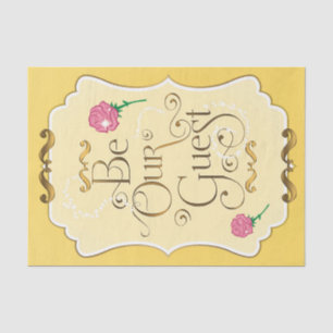 Papel De Seda Seja Nosso Hóspede Rosas Rosa Amarelo Ouro Princes