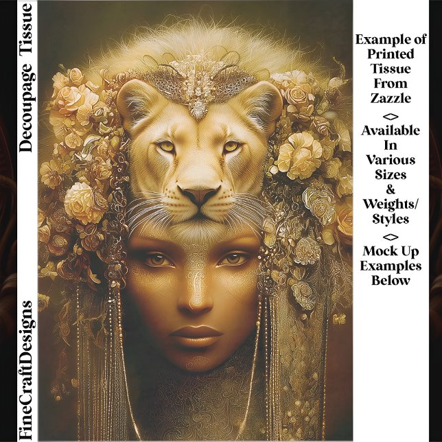 Papel De Seda Sekhmet Lioness Goddess Portrait EW1Z Decoupage (Criador carregado)