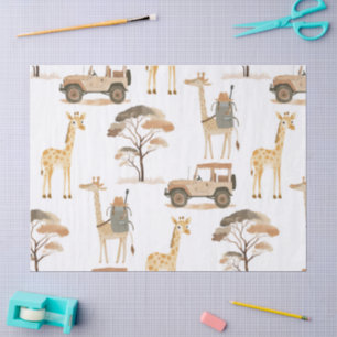 Papel De Seda Selgle Safari com Festa de aniversário de Girafas