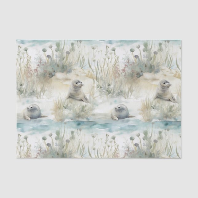 Papel De Seda Selos de Aquarela Costeiros (Frente )