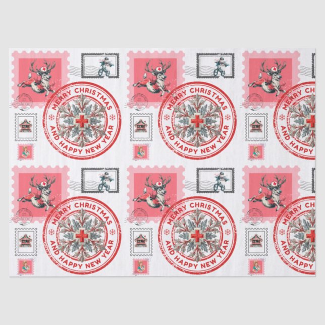 Papel De Seda Selos de Natal com Tema Médico e Clipart de Feriad (Frente )
