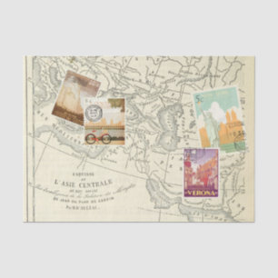Papel De Seda Selos de Viagem de Ephemera Decoupage Antiga