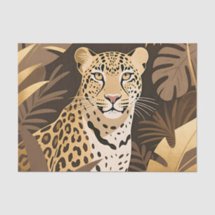 Papel De Seda Selva Boho da Onça Dourada Vida Selvagem
