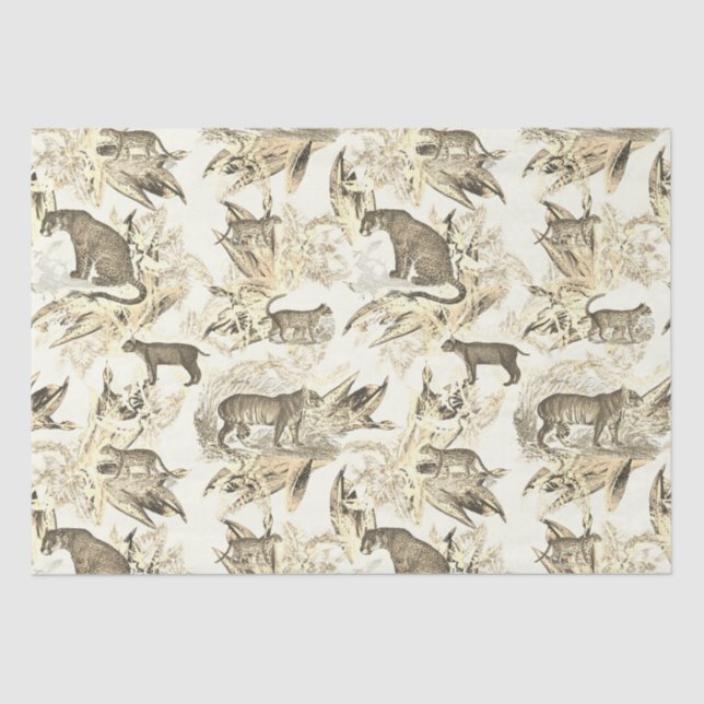 Papel De Seda Selva de Gatos Selvagens de Beige Toile (Frente )
