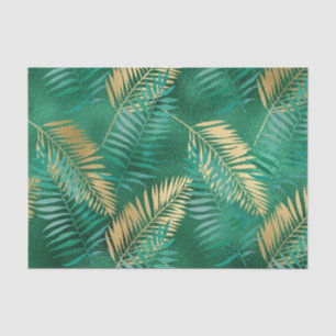 Papel De Seda Selva Ouro Verde Esmeralda Palm Folha Brilhante