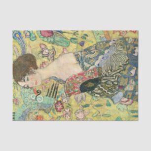 Papel De Seda Senhora com fã,Gustav Klimt,1907,art nouveau,vint