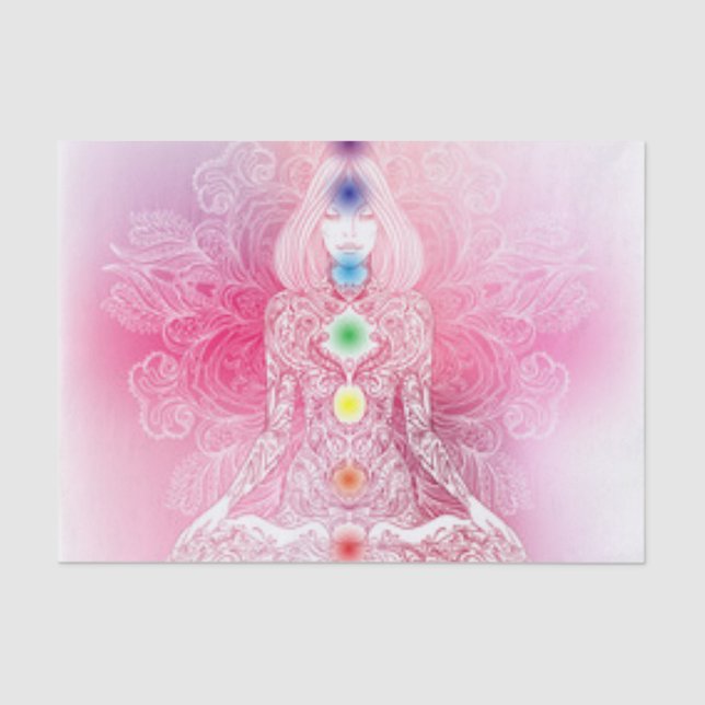 Papel De Seda Senhora cor-de-rosa de sete Chakras (Frente )