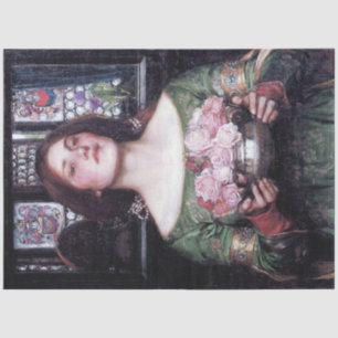 Papel De Seda Senhora e Rosas, John William Waterhouse