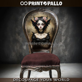 Papel De Seda Senhora Gótica dos Morcegos com rosas