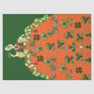 Papel De Seda SENHORA LARANJA E TREVOS Dia de São Patrício Verde