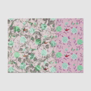 Papel De Seda Senhora legal Grunge Crânio e cerceta & floral