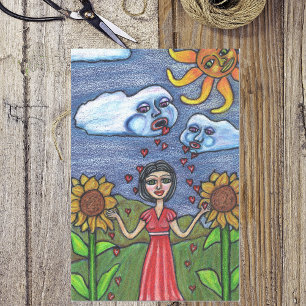 Papel De Seda Senhora Nuvem Girassol Sun Coração da arte popul