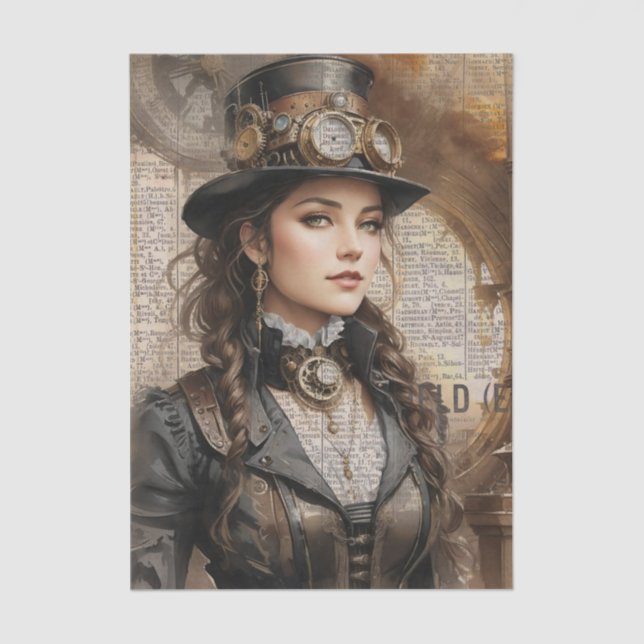 Papel De Seda Senhora Steampunk, Mulher Vitoriana Ephemera (Frente )