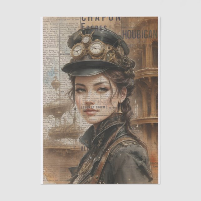 Papel De Seda Senhora Steampunk, Mulher Vitoriana Ephemera (Frente )