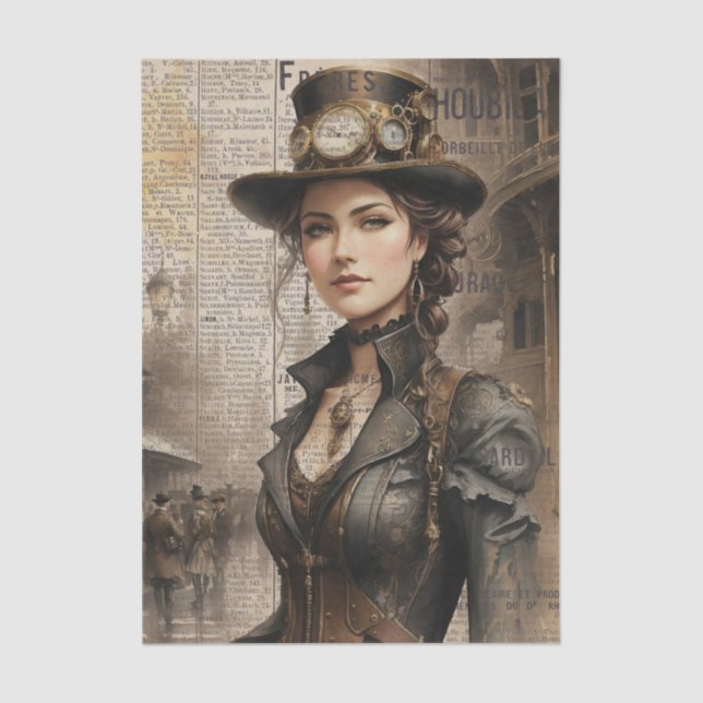 Papel De Seda Senhora Steampunk, Mulher Vitoriana Ephemera (Frente )
