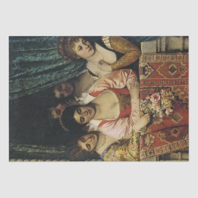 Papel De Seda Senhoras Medievais em uma Balconia (Frente )