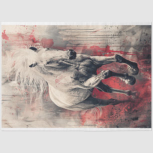 Papel De Seda Separação de Arte do Óleo Vermelho de Cavalo Branc
