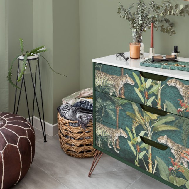 Papel De Seda Separação de Azul Selvagem de Leopardo Floral Trop (Criador carregado)