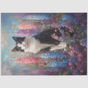 Papel De Seda Separação de Flores de Lupina Coloridas de Gato Tu