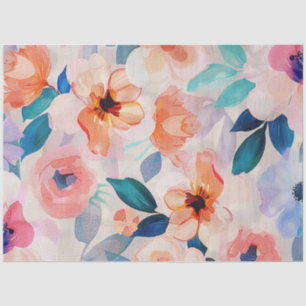 Papel De Seda Separação de Flores Pintadas por Aquarelas do Past