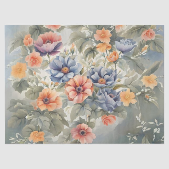 Papel De Seda Separação do Jardim da Flor Pastel (Frente )