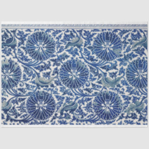 Papel De Seda Separação floral azul e branca