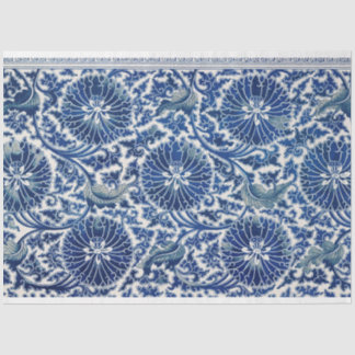 Papel De Seda Separação floral azul e branca