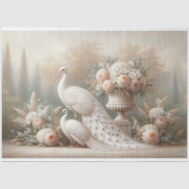 Papel De Seda Separação Floral de Peacock Branco
