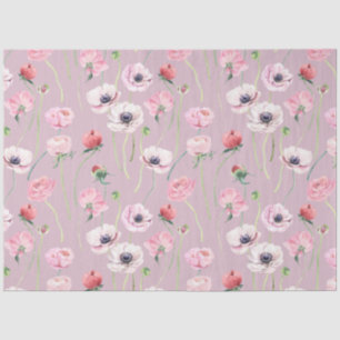 Papel De Seda Separação floral de pedras de Aquarela rosa