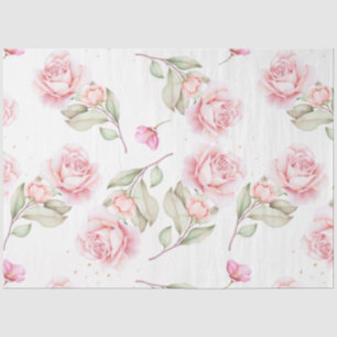 Papel De Seda Separação floral de pedras de Aquarela rosa