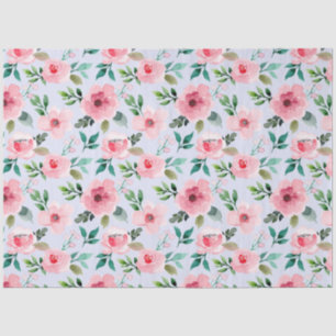 Papel De Seda Separação floral de pedras de Aquarela rosa