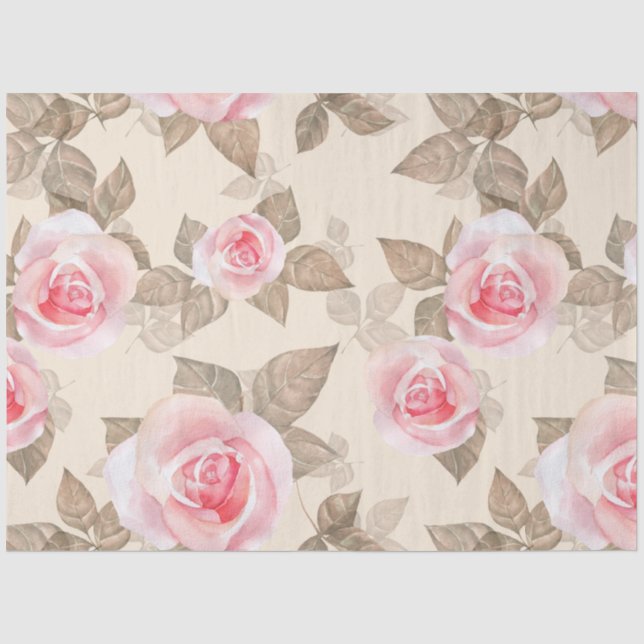 Papel De Seda Separação floral de pedras rosa (Frente )