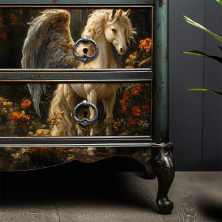 Papel De Seda Separação Floral do Unicorn Pegasus Woodland