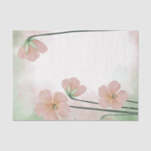 Papel De Seda Separação Floral Flor Cor-de-Água Pêssego Rosa